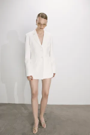 Marylebone Fitted Crepe Blazer in Blanche