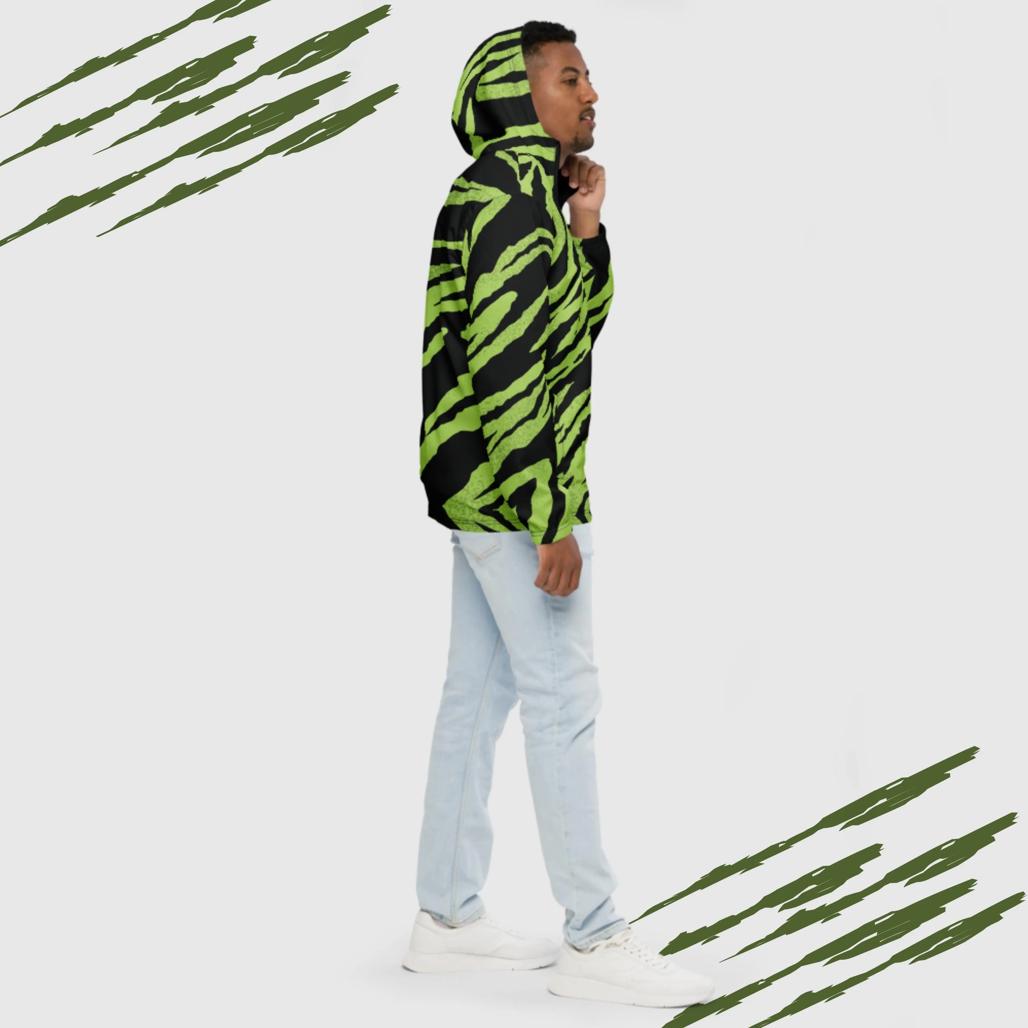 Men’s Green Tiger Pattern Windbreaker