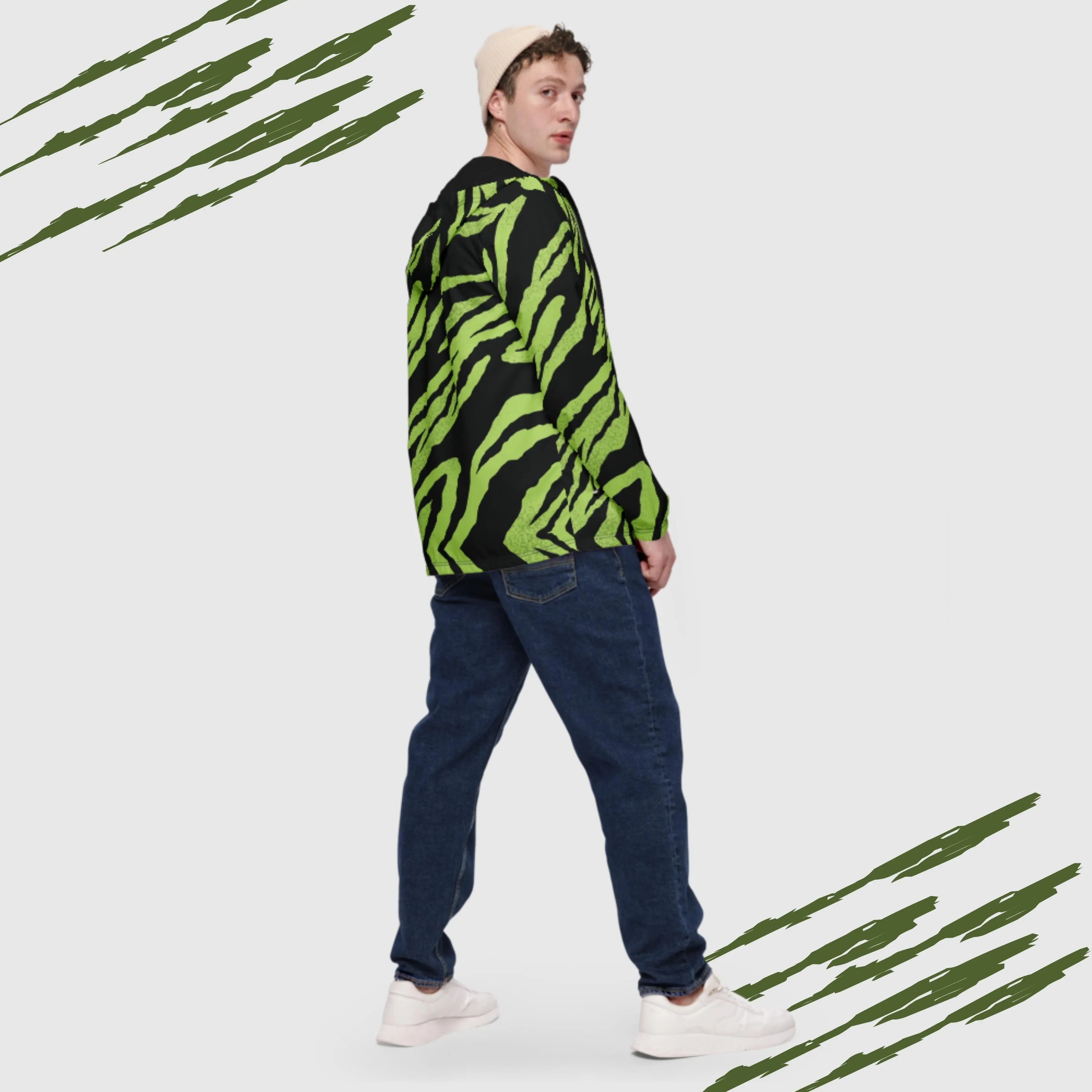 Men’s Green Tiger Pattern Windbreaker
