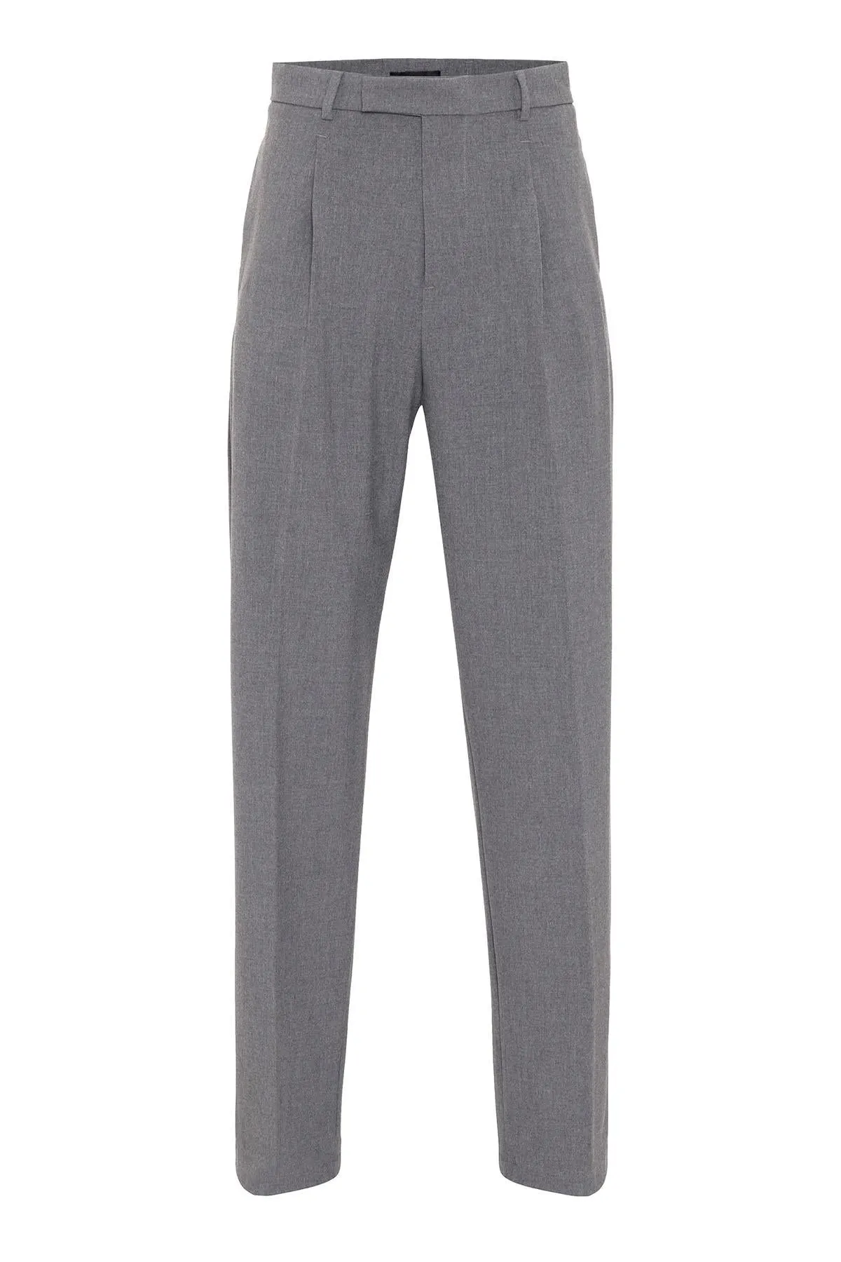 Men's Grey High Waist Zippered  Trousers - Wessi