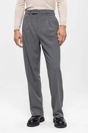 Men's Grey High Waist Zippered  Trousers - Wessi