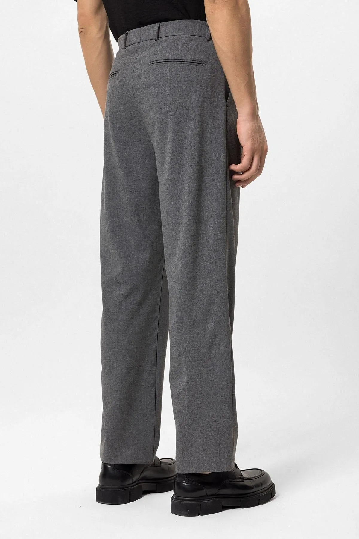 Men's Grey High-Waisted Baggy  Pants - Wessi