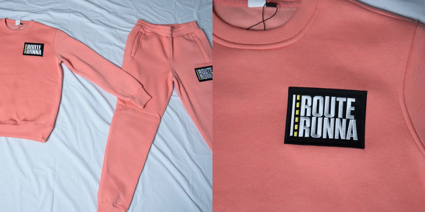 Men's Route Runna Crewneck Sweatshirt 2 piece Set - Salmon
