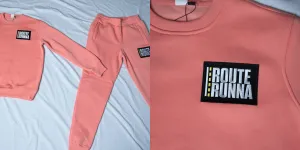 Men's Route Runna Crewneck Sweatshirt 2 piece Set - Salmon