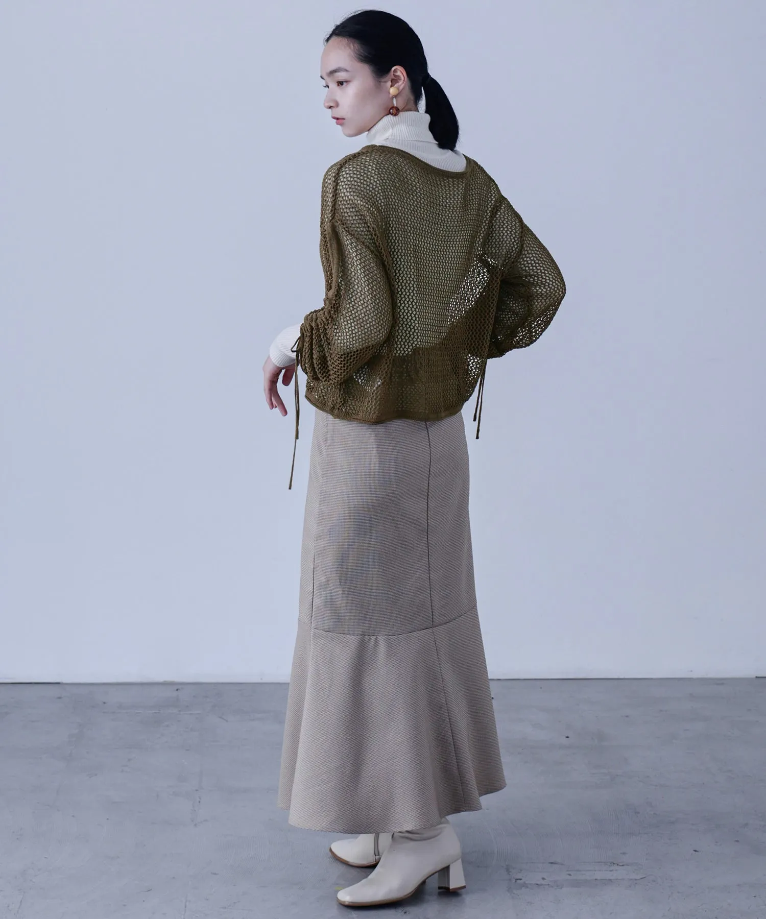 Mesh Shirring Sleeve Tops