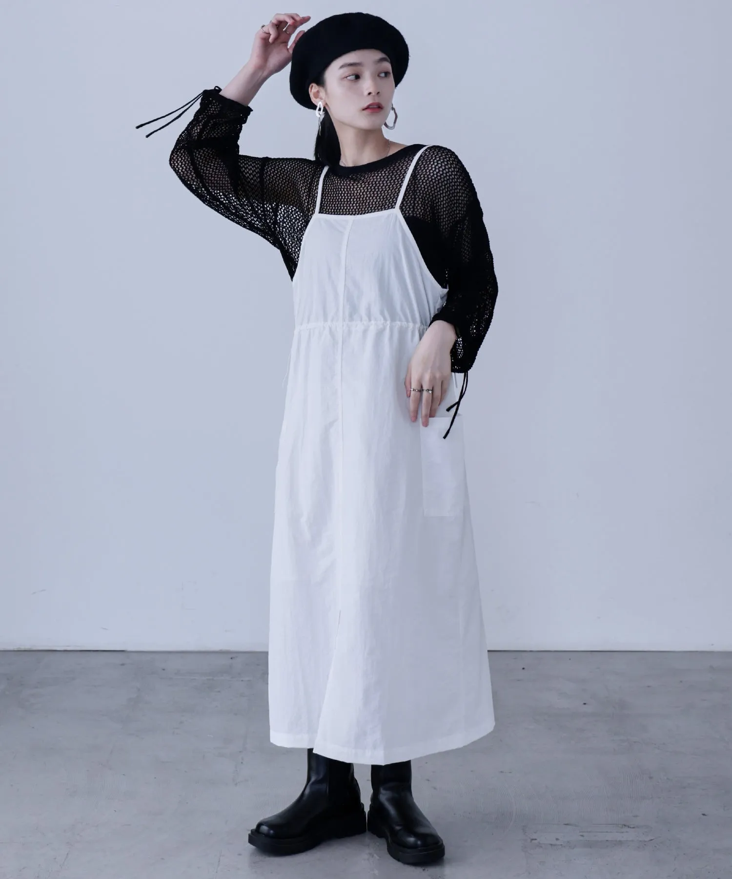 Mesh Shirring Sleeve Tops