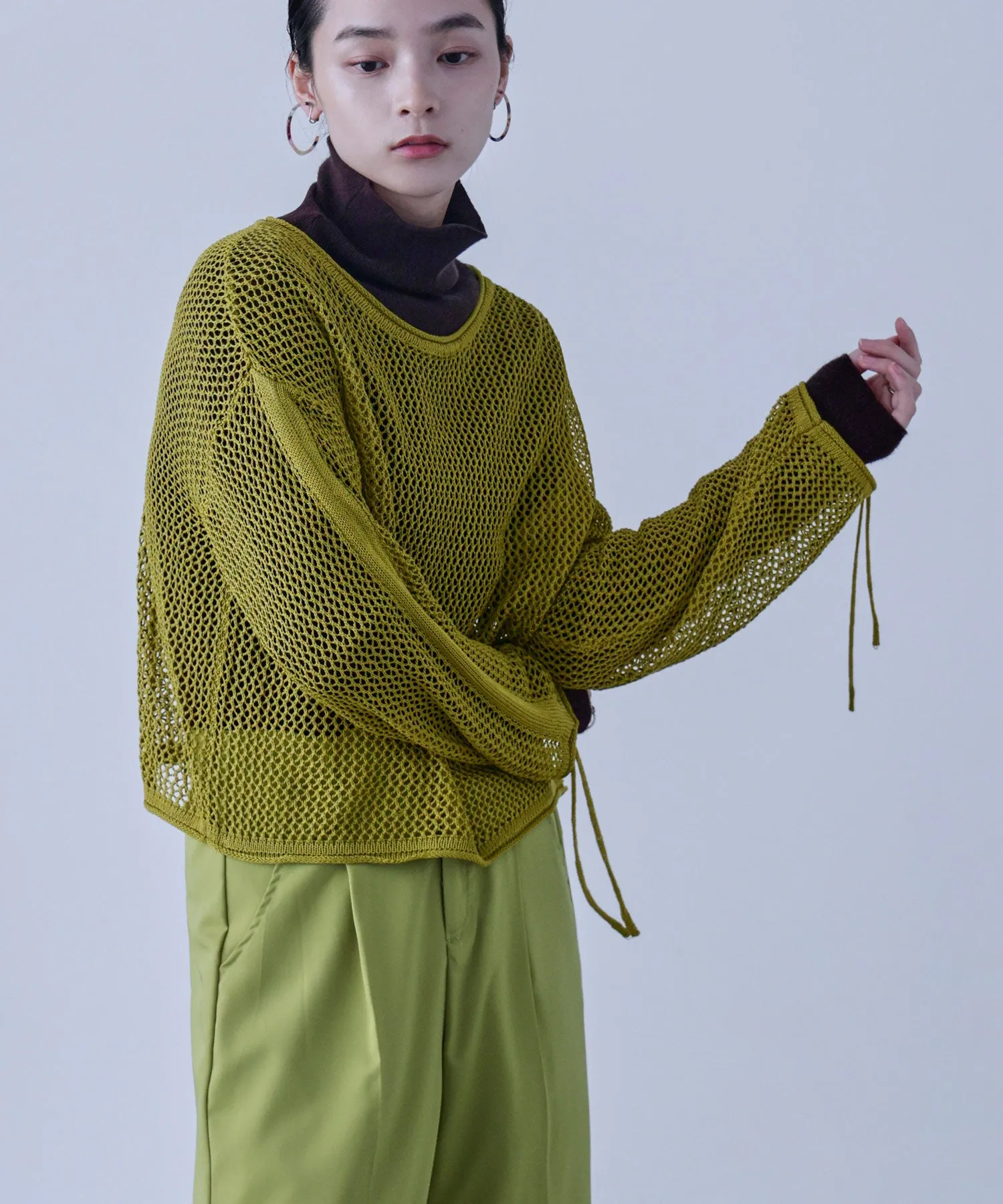 Mesh Shirring Sleeve Tops