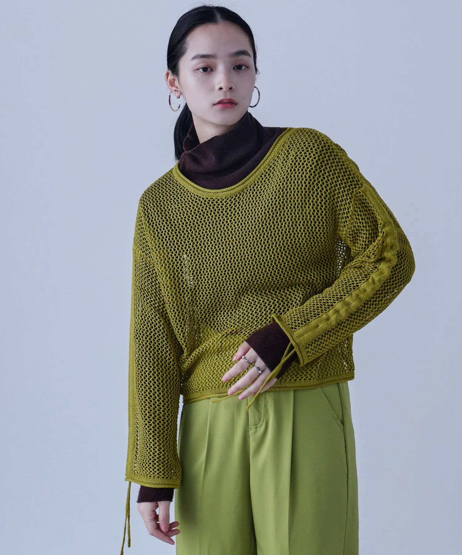 Mesh Shirring Sleeve Tops