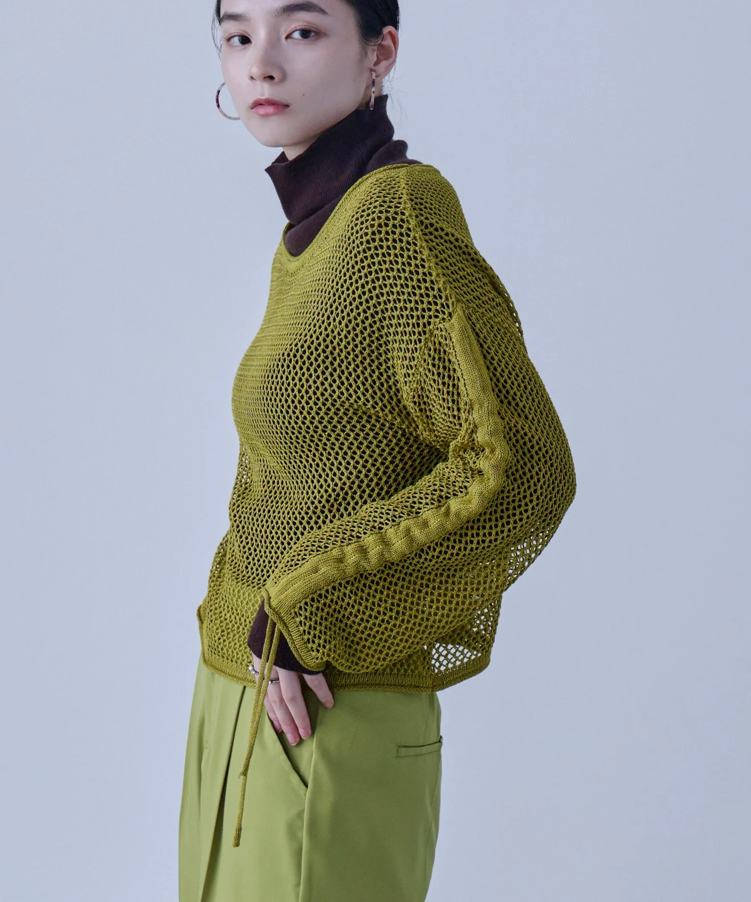 Mesh Shirring Sleeve Tops