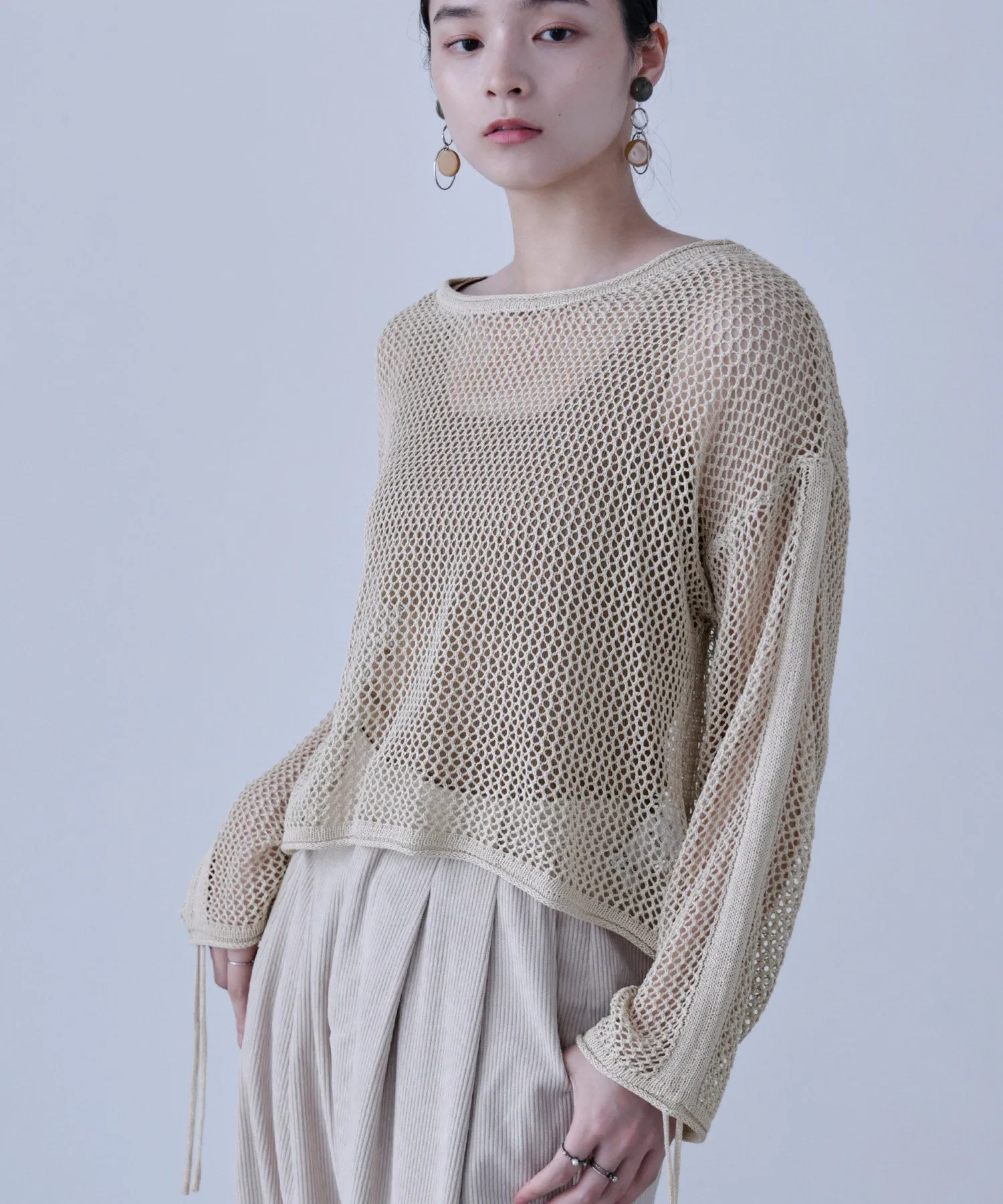 Mesh Shirring Sleeve Tops