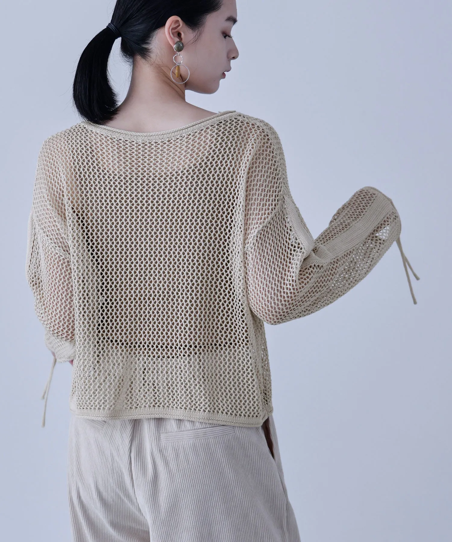 Mesh Shirring Sleeve Tops