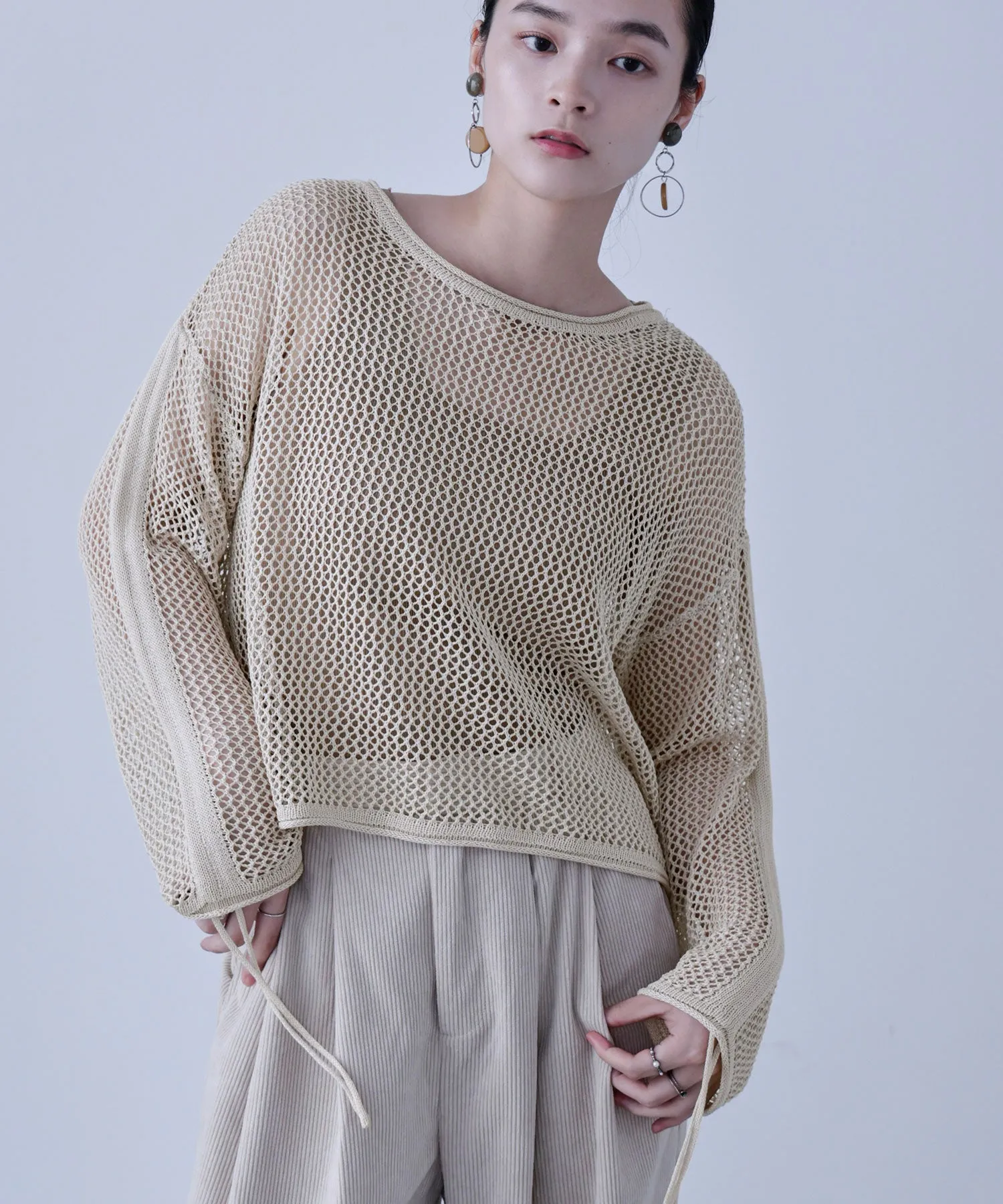 Mesh Shirring Sleeve Tops
