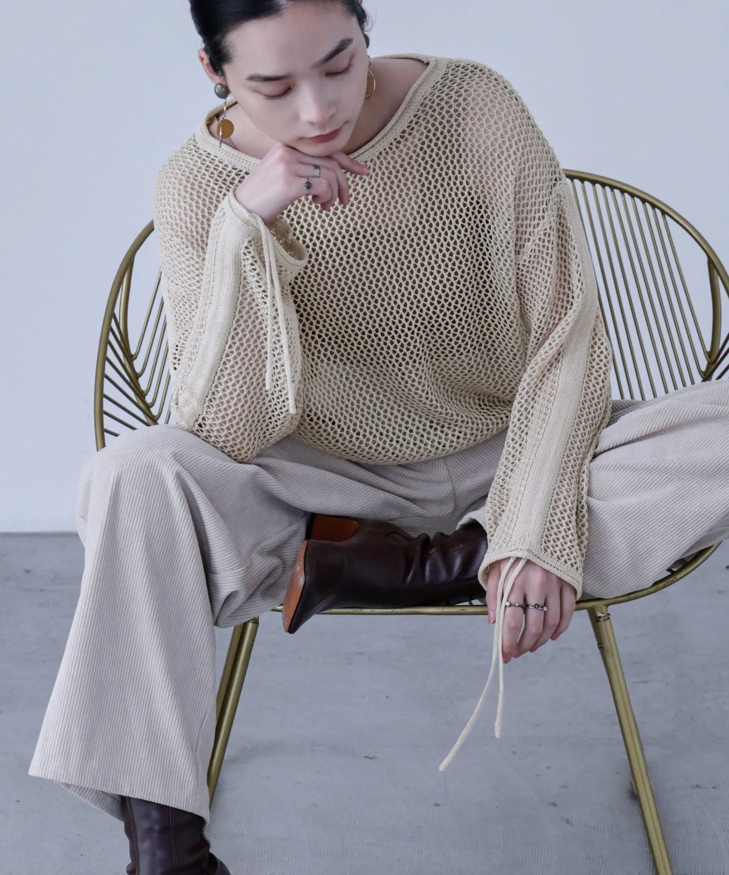 Mesh Shirring Sleeve Tops