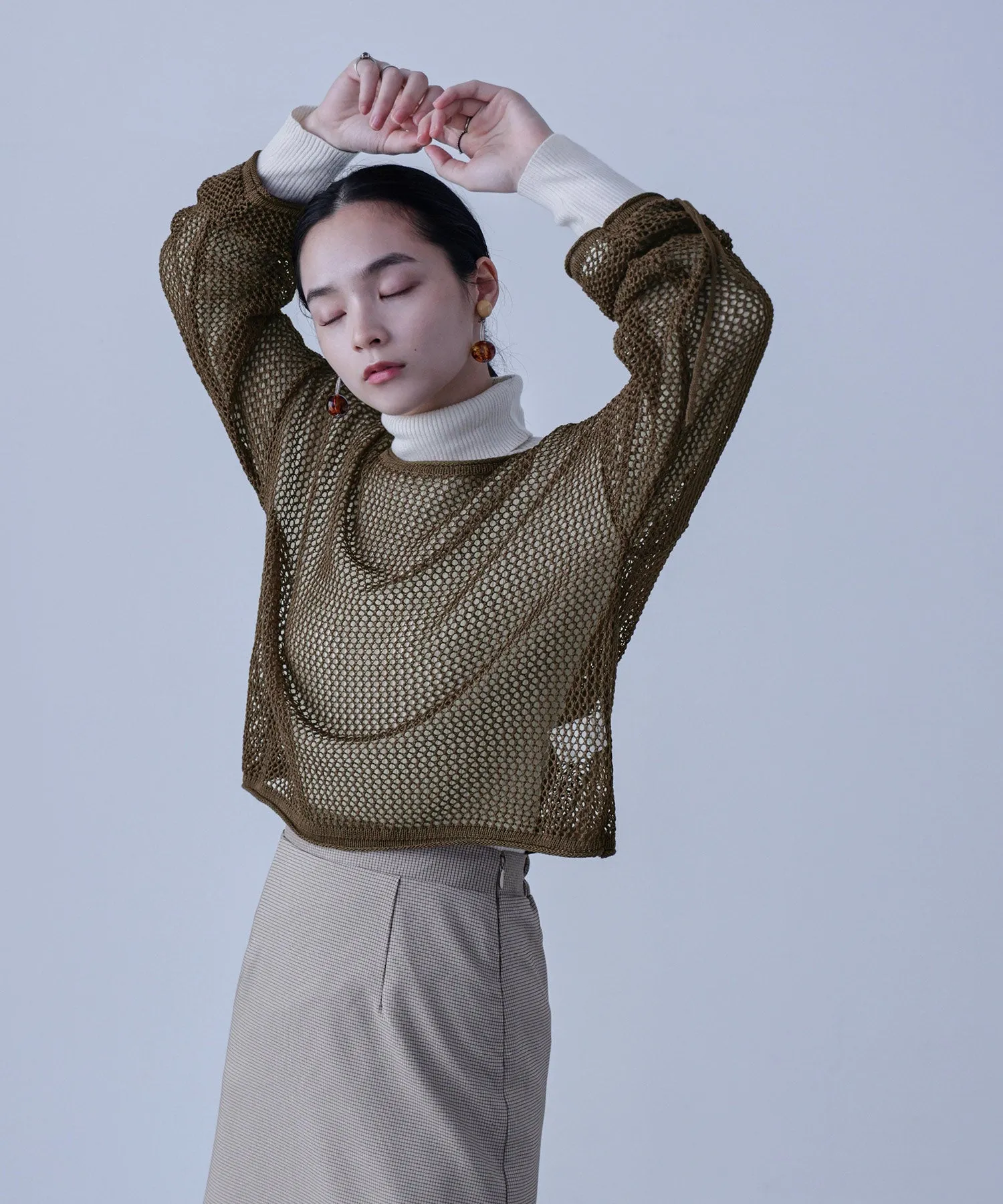 Mesh Shirring Sleeve Tops