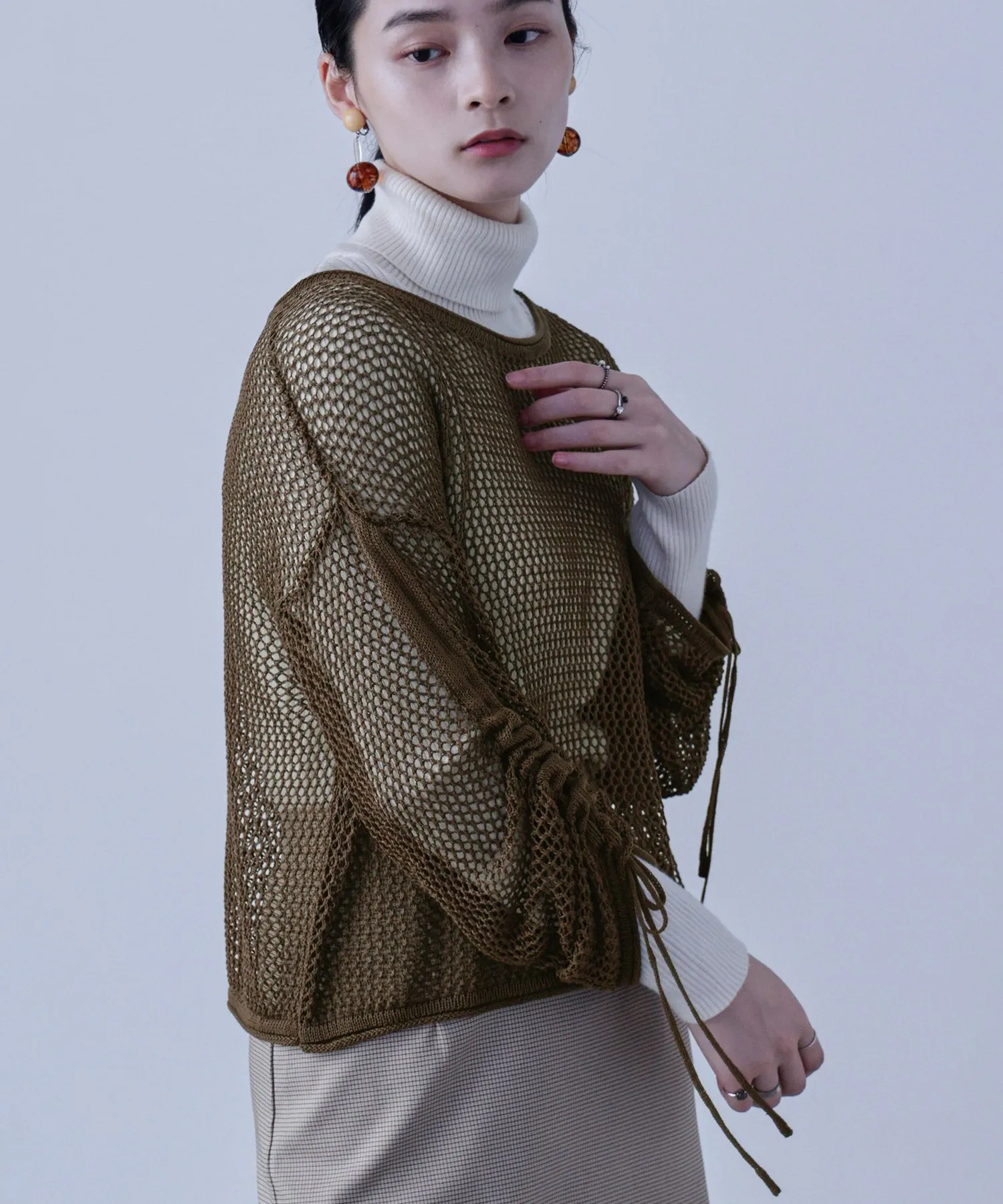 Mesh Shirring Sleeve Tops