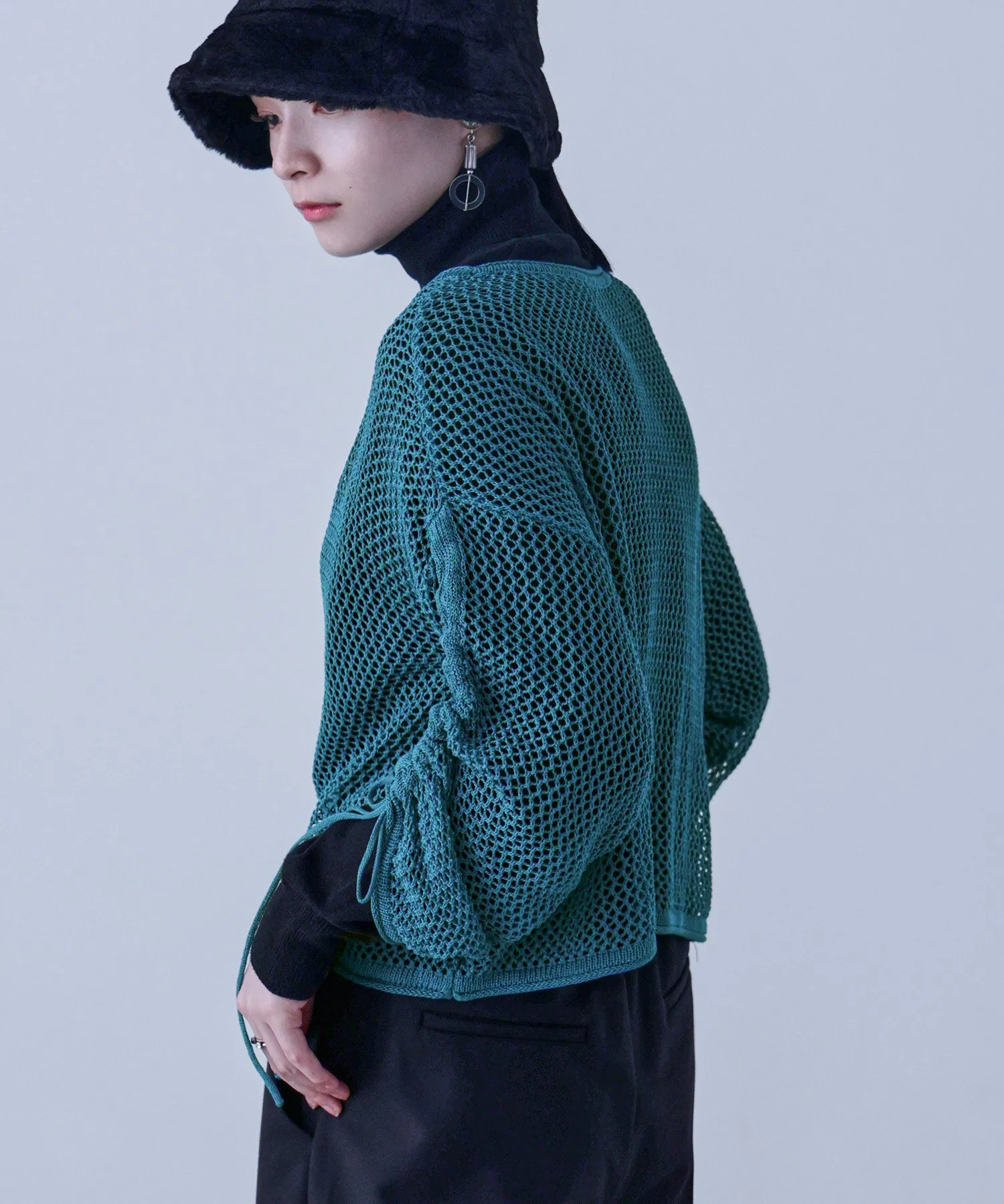 Mesh Shirring Sleeve Tops