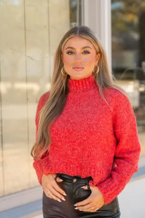 Mock Neck Red Sweater