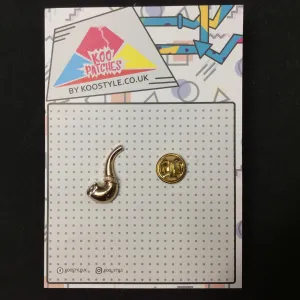MP0104 - Gold Smoke Pipe Smoking Metal Pin Badge