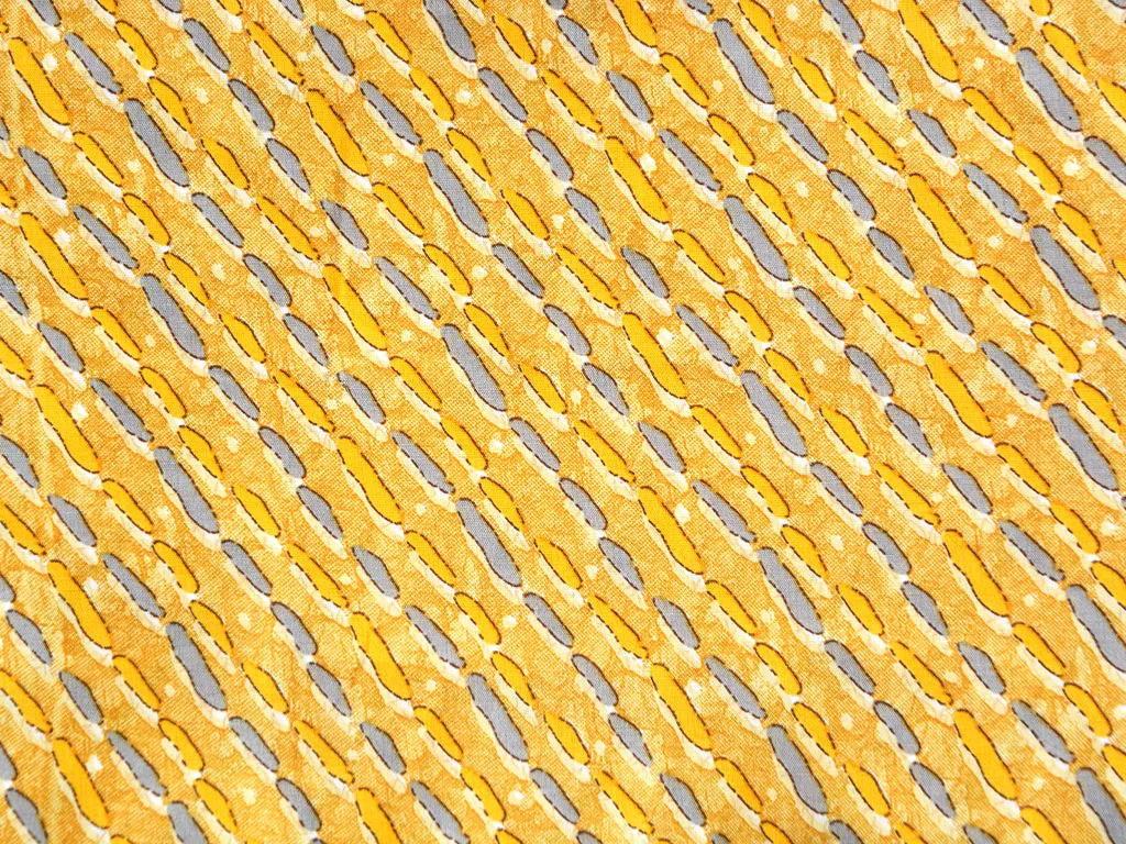 Mustard Yellow & Gray Stripes Soft Cotton Muslin Fabric