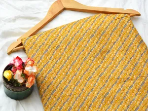 Mustard Yellow & Gray Stripes Soft Cotton Muslin Fabric