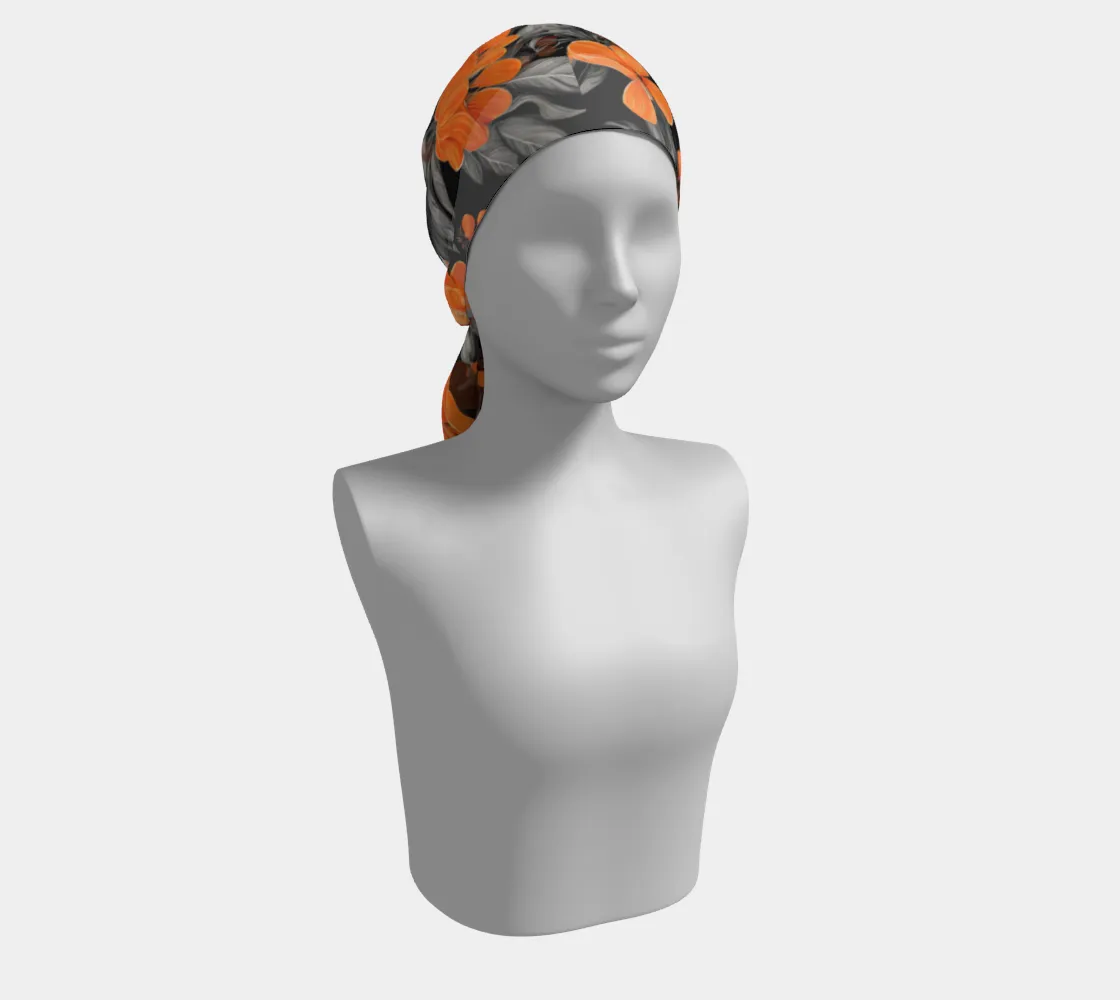Orange flowers silk scarf