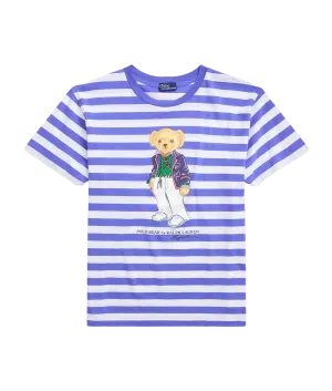 Polo Bear Striped Cotton Tee - Resort Blue/White Stripe