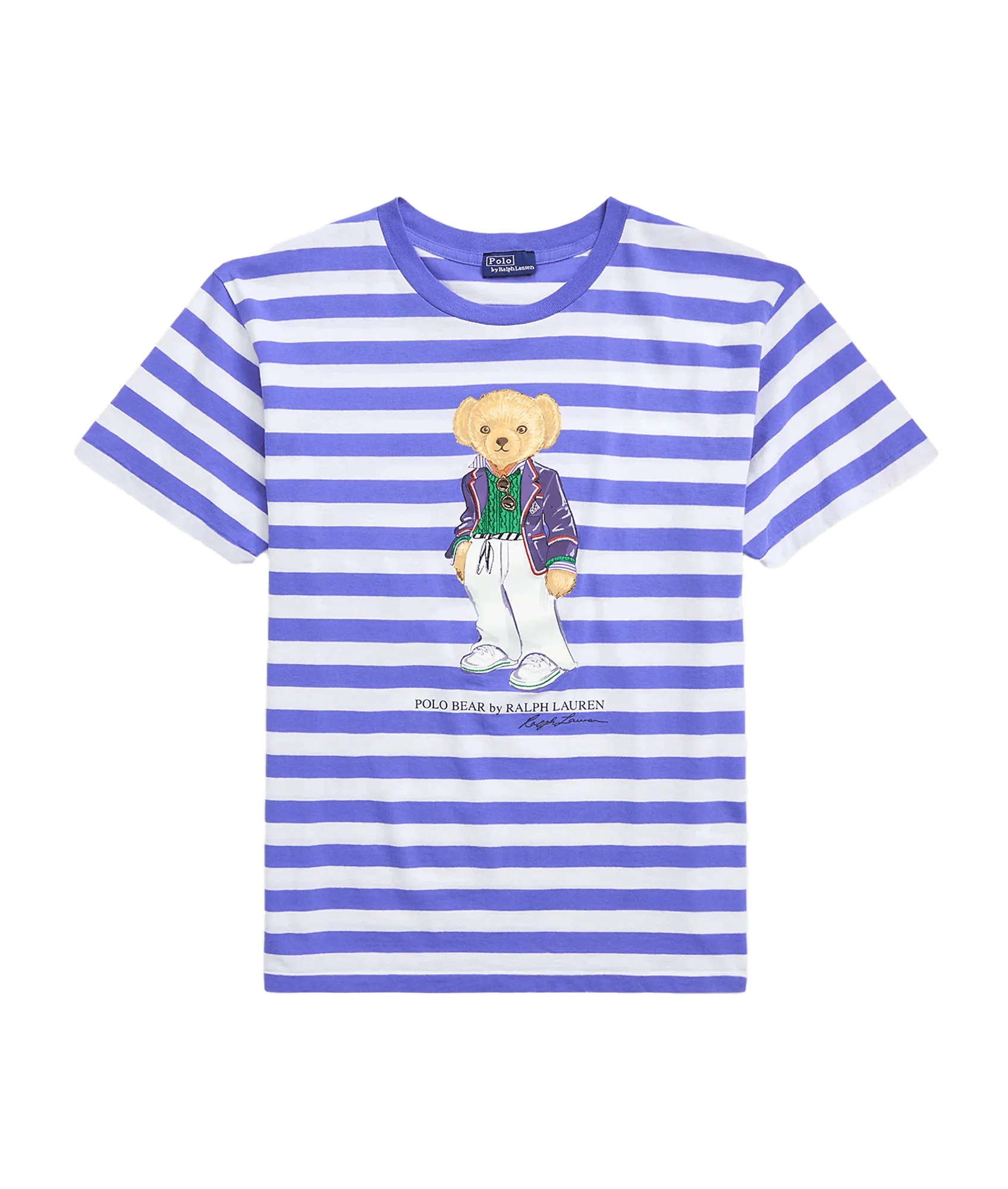 Polo Bear Striped Cotton Tee - Resort Blue/White Stripe