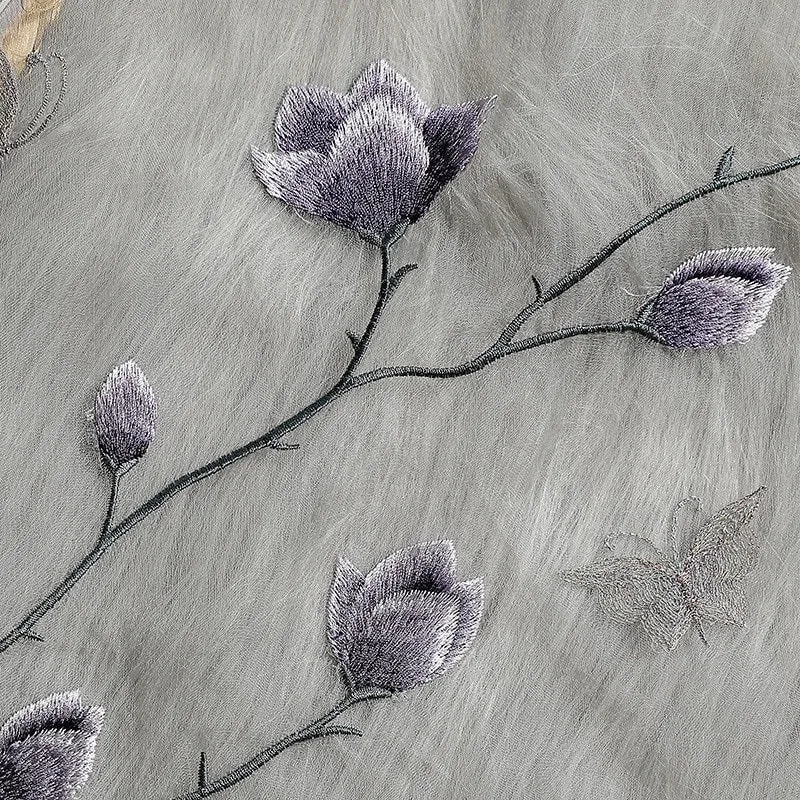 Pretty and Delicate Spring Floral Embroidered Winter Wrap Scarves