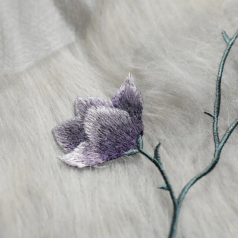 Pretty and Delicate Spring Floral Embroidered Winter Wrap Scarves