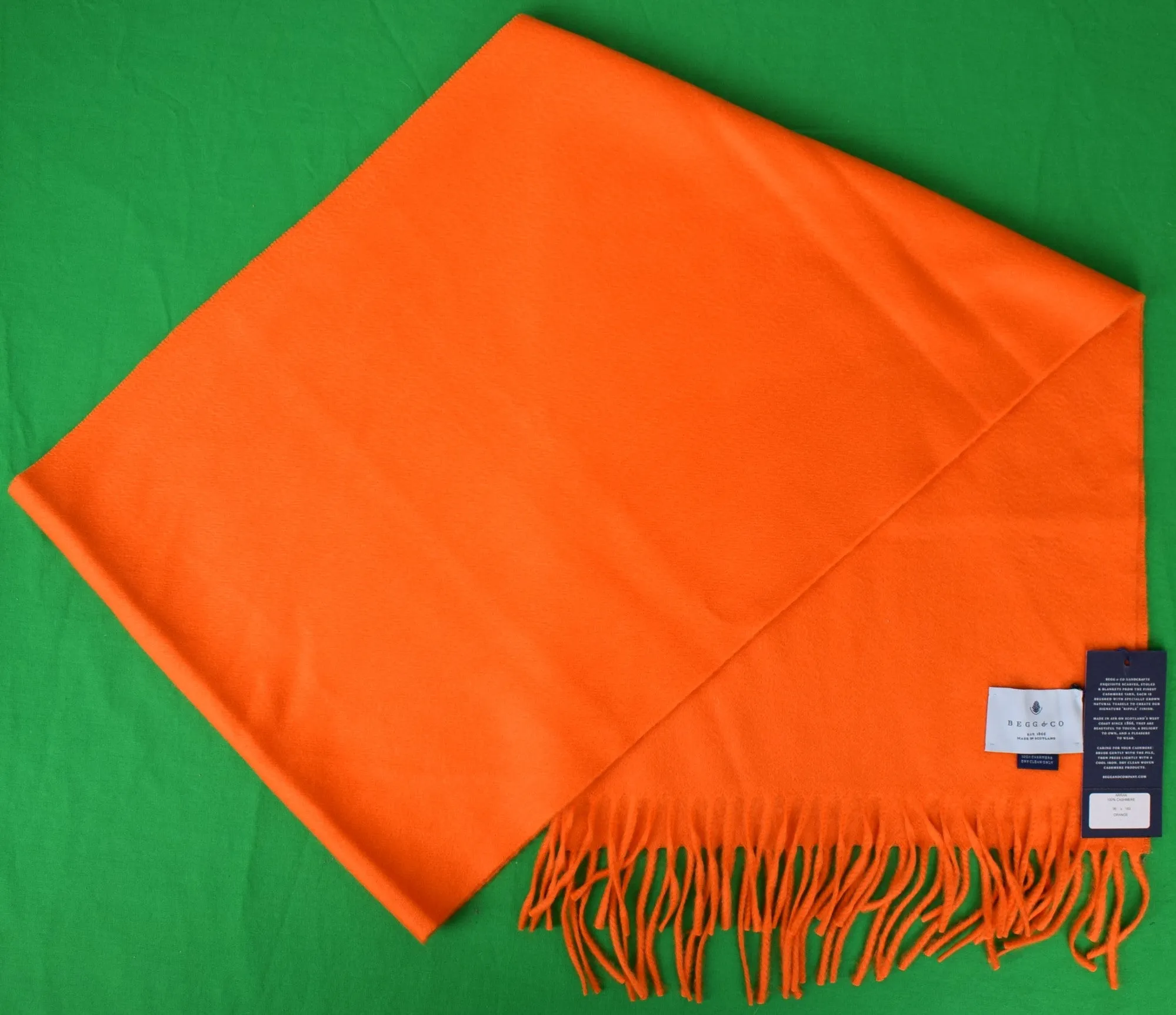 "Begg & Co Scottish Cashmere Arran Oversized Hermes Orange Scarf" (NWT) (SOLD)