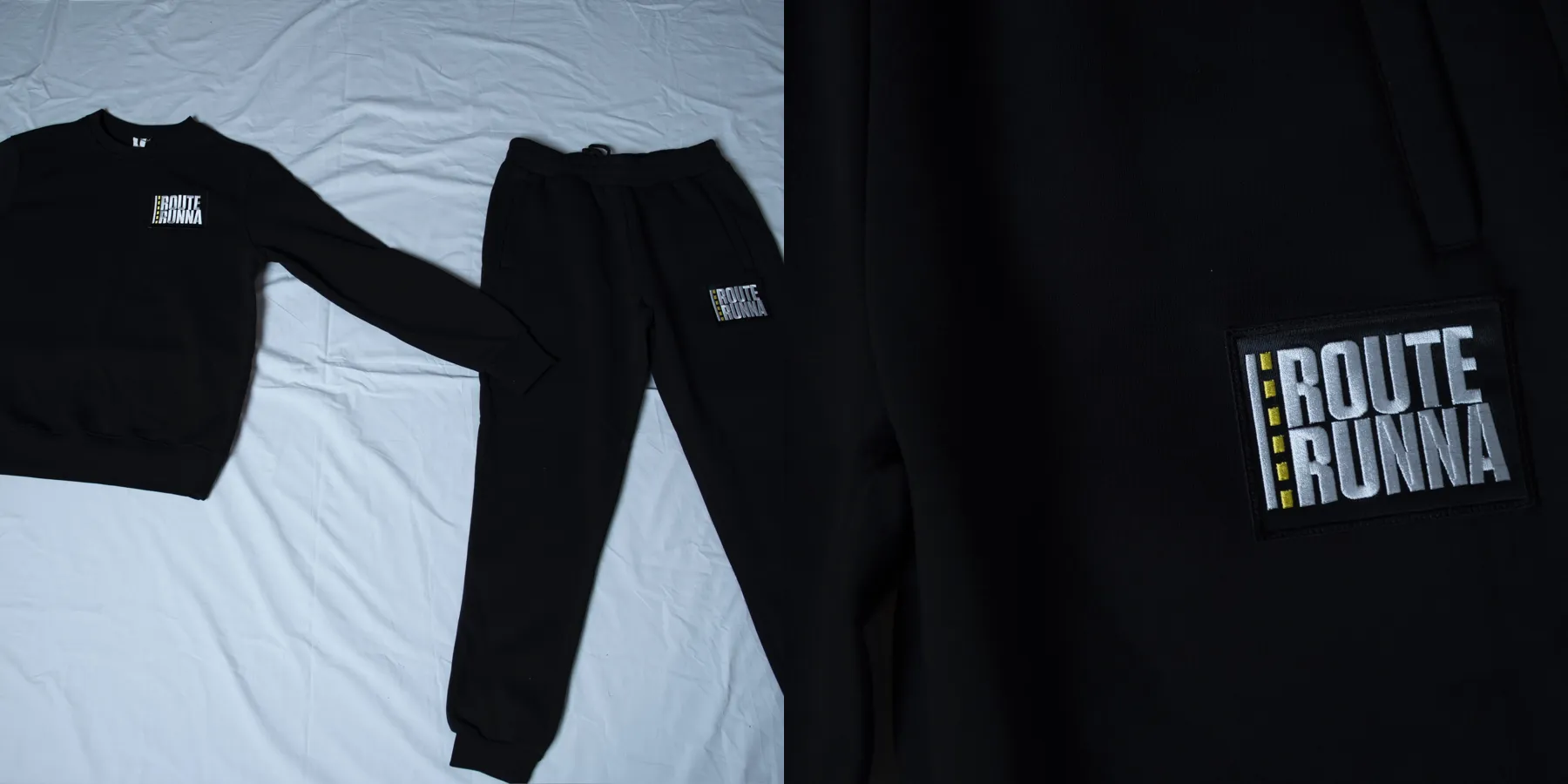 Route Runna Signature Stitch Sweatshirt Set (2 piece)  - Black