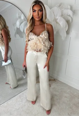 Satin Illusion Champagne Satin Trousers