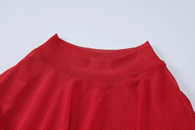 Self tie solid cross front ruched long sleeve mesh top