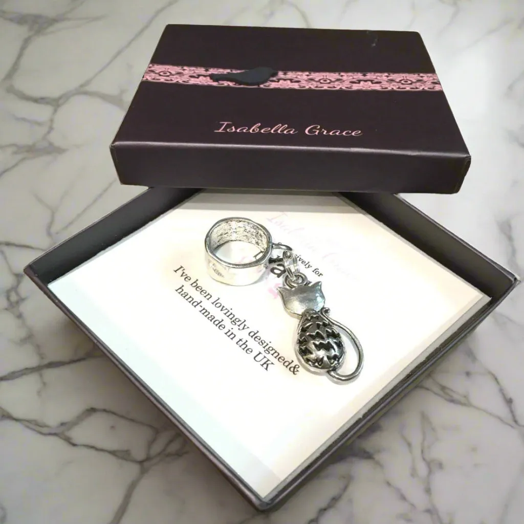 Silver Cat Jewellery Scarf Accessory