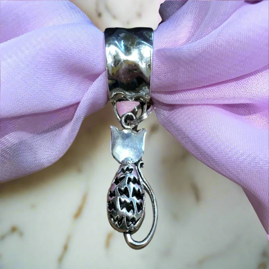 Silver Cat Jewellery Scarf Accessory
