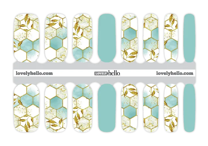 Sky Floral Hex Nail Wraps
