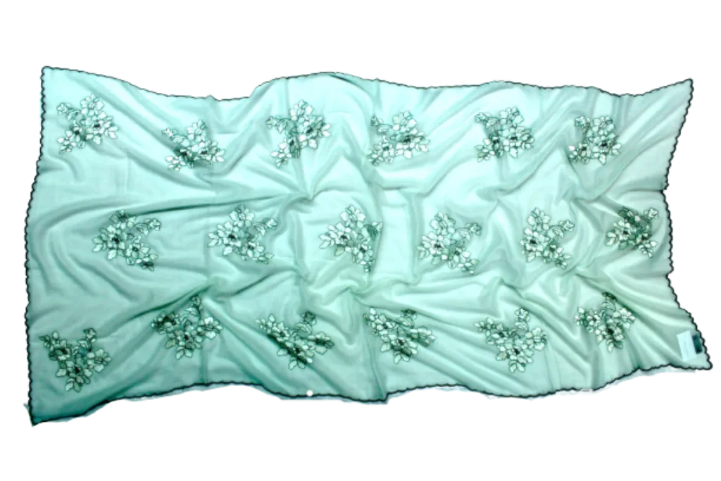 Spirit Flowers Embroidered Sparge Cashmere Scarves