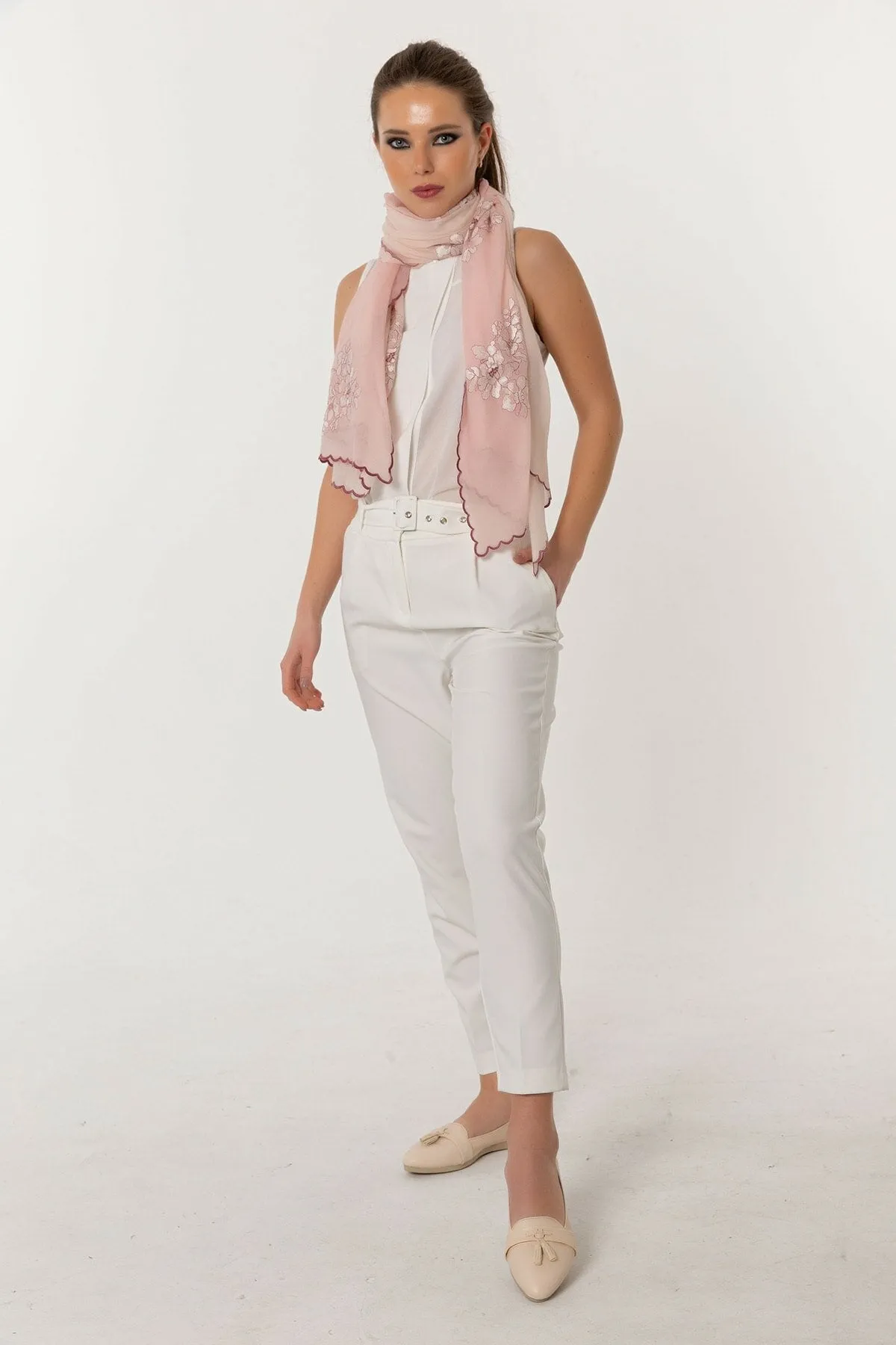 Spirit Flowers Embroidered Sparge Cashmere Scarves