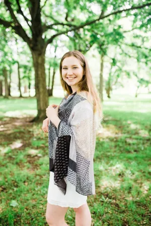 Tan and Black Block Scarf