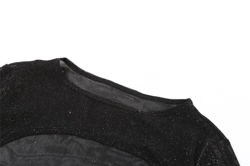 Textured long sleeve crewneck shrug 2 piece crop top