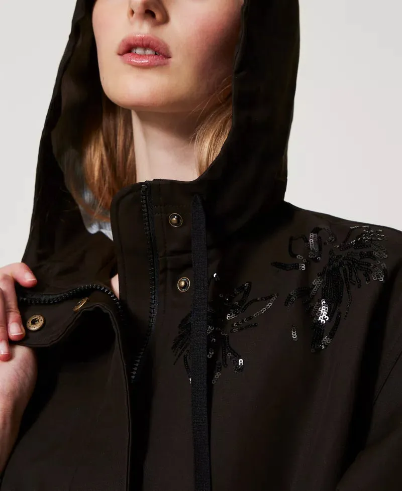 TWS-251TE2181 BLACK DRAWSTRING JACKET