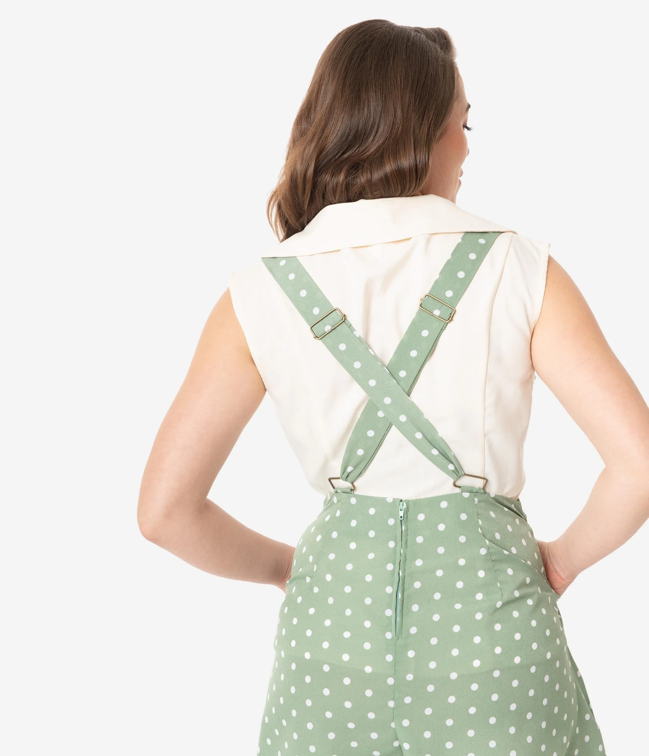 Unique Vintage Cream Sleeveless Button Up Polly Blouse