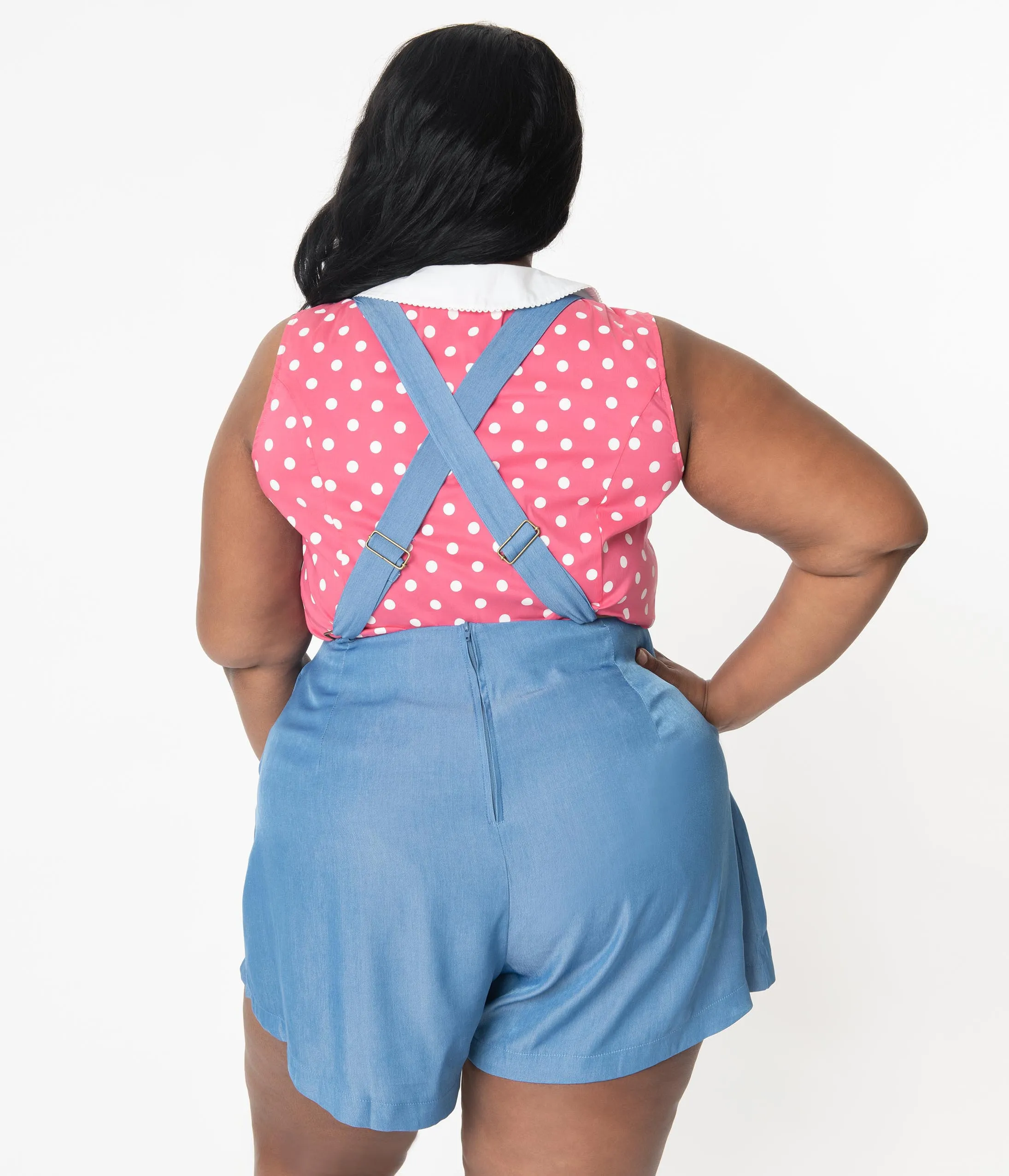 Unique Vintage Plus Size Watermelon & White Polka Dot Tuscadero Top
