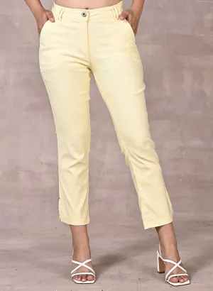 Yellow Regular Plain Capri